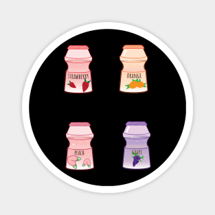 Cute strawberry orange peach grape yoghurt drinks Magnet